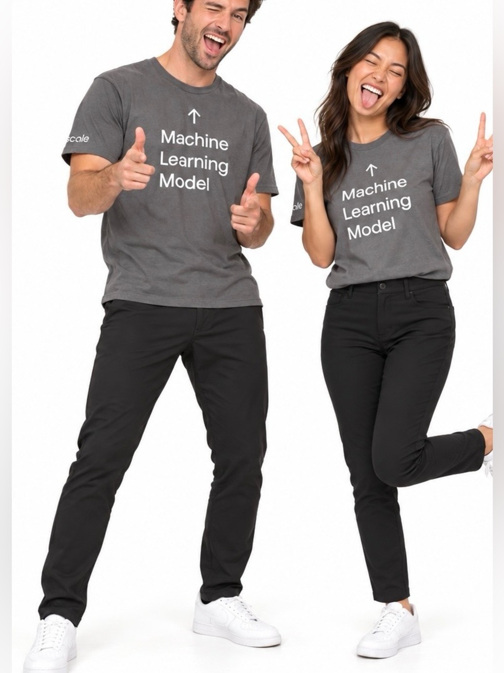 NWOT - Machine Learning Model Couple Halloween Costume T-Shirts M L Gray